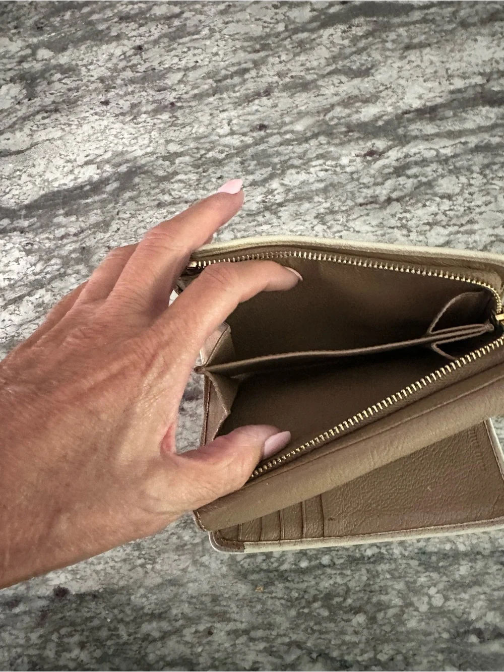 Miu Miu Two-Tone Beige and Cream Leather Flap Wallet